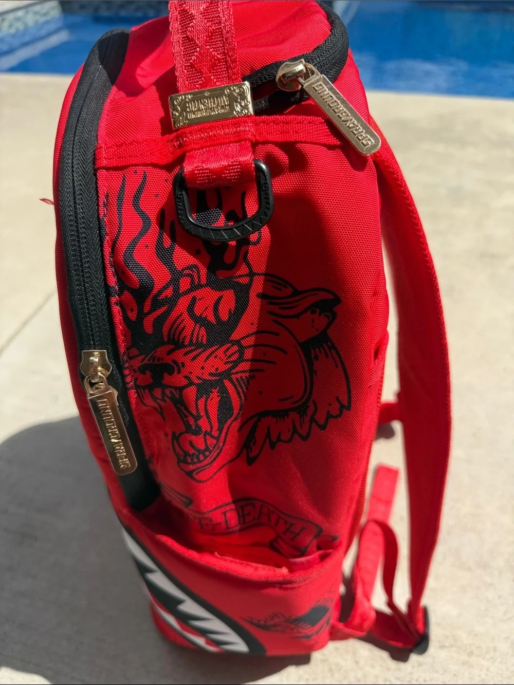 Sprayground Red Graphic Backpack - Gummy Monster Design